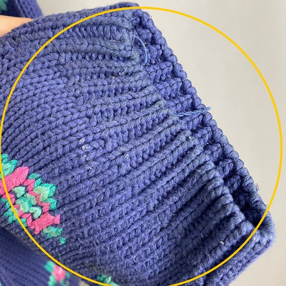 Vintage 90s Floral Cardigan Sweater Cottagecore FLAWS Purple Women Twee Medium - Picture 11 of 14